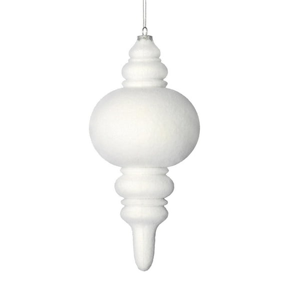 Vickerman 10" White Flocked Finial Ornament, Pack of 3