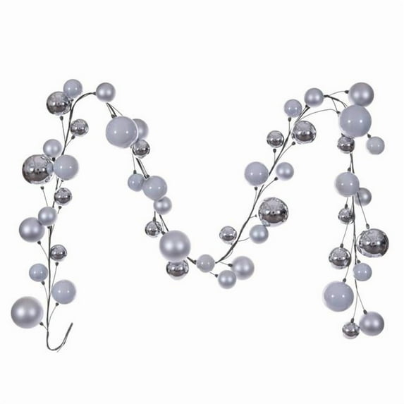 Vickerman N250307 10 ft. Ball Branch Garland, Silver - 2.4-4 in.