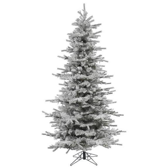 Vickerman 10 ft. x 66 in. Flocked White on Green Slim Sierra Christmas Tree with 2131 Tips