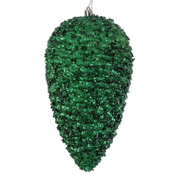 10" Green Glitter Pinecone 2/Bag