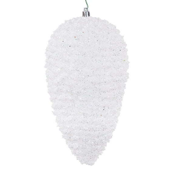 10" White Glitter Pinecone 2/Bag