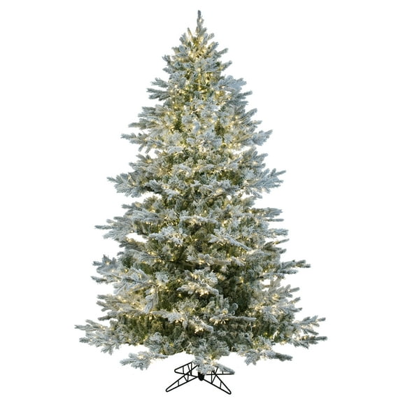 Vickerman 10' x 74" Flocked Kiana Christmas Tree, Low Voltage LED Warm White Lights.