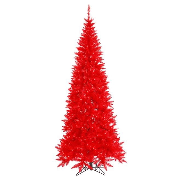 Vickerman 120" Plastic Fir Slim Dura-lit LED Artificial Christmas Tree in Red