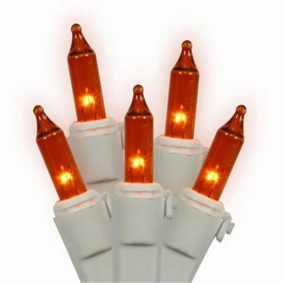 Vickerman 100 Amber Light on White Wire, 46' Christmas Light Strand