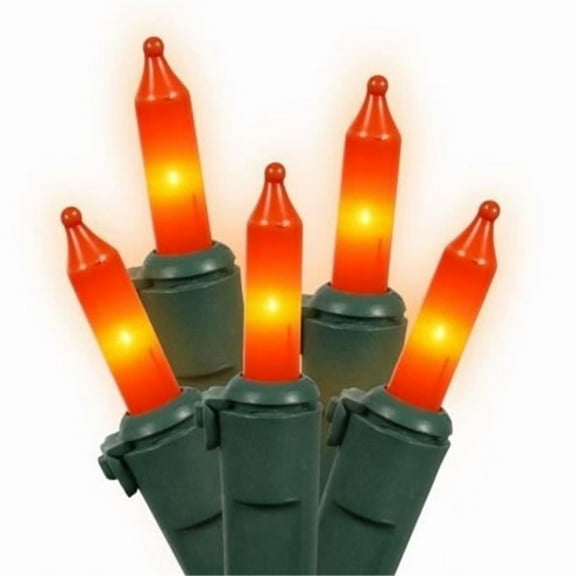 Vickerman 100 Amber Mini-Light on Green Wire, 46' Christmas Light Strand