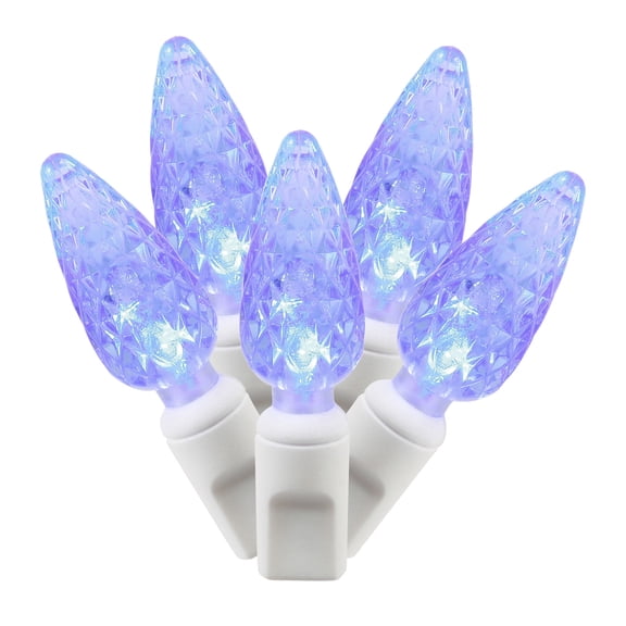 Vickerman 100 Blue C6 LED Single Mold Light on White Wire, 34' Christmas Light Strand