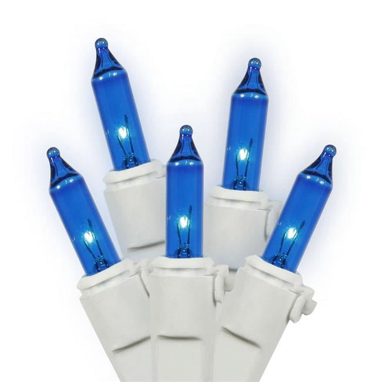 Vickerman 100 Blue Mini Light on White Wire, 33' Long Christmas Light