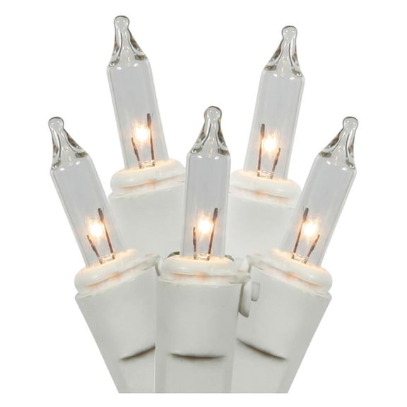 Vickerman 100 Clear Mini Light on White Wire, 33' Long Christmas Light Strand