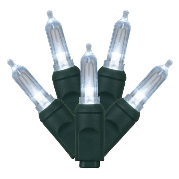 Vickerman 100 Cool White Italian LED Single Mold Light, Green Wire, 34' Christmas Light Strand