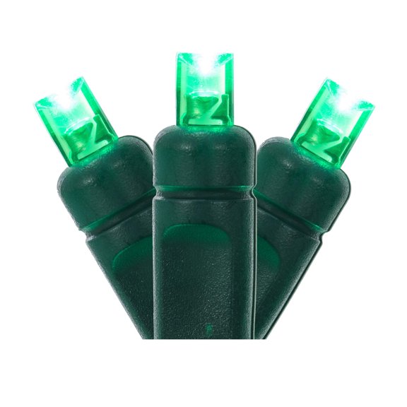 Vickerman 100 Green Wide Angle LED Light on Green Wire, 50' Christmas Single Mold Light Strand