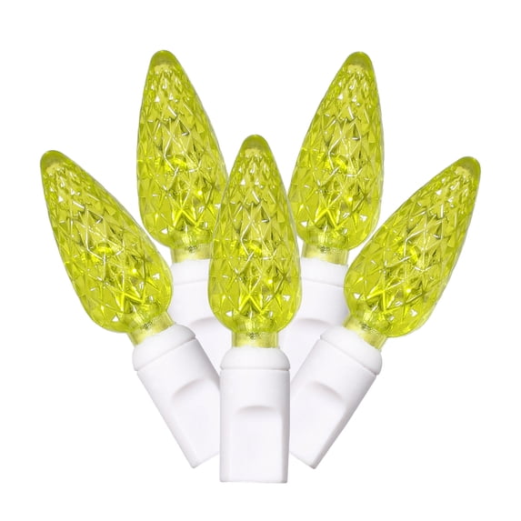 Vickerman 100 Lime C6 LED Single Mold Light on White Wire, 34' Christmas Light Strand