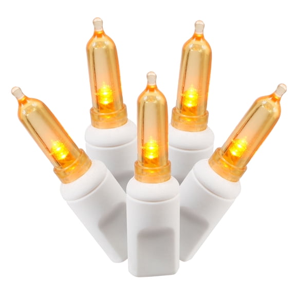 Vickerman 100 Orange Italian LED Single Mold Light on White Wire, 34' Christmas Light Strand