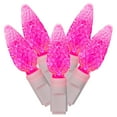 thumbnail image 1 of Vickerman 100 Pink C6 LED Single Mold Light on White Wire, 34' Christmas Light Strand, 1 of 2