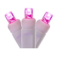 thumbnail image 1 of Vickerman 100 Pink Wide Angle LED Single Mold Light on White Wire, 34' Christmas Light Strand, 1 of 6