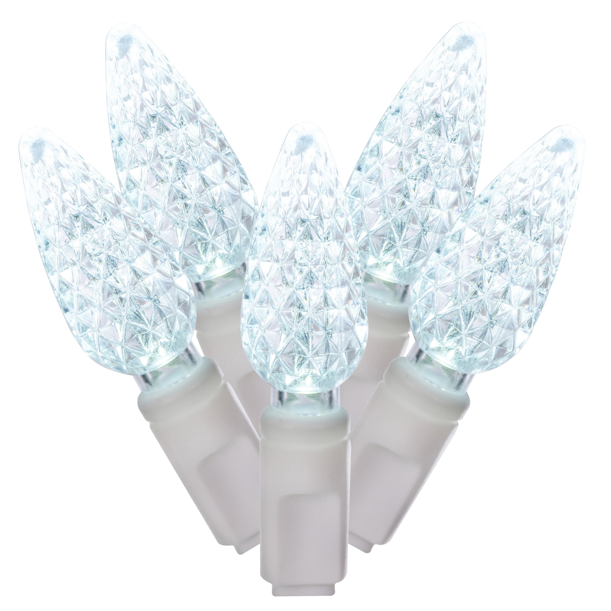 Vickerman 100-Count Warm White C6 LED Christmas Lights - White Wire, End-to-End Connectable, 34 Feet Long