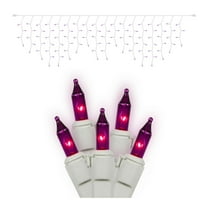 Vickerman 100 Purple Mini Light Icicle Light on White Wire, 9' Christmas Light Strand