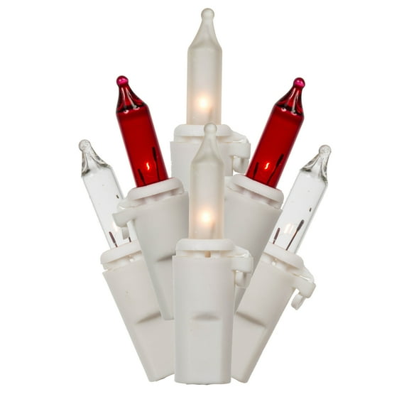 Vickerman 100 Red-White-Clear Light on White Wire, 46' Christmas Light Strand