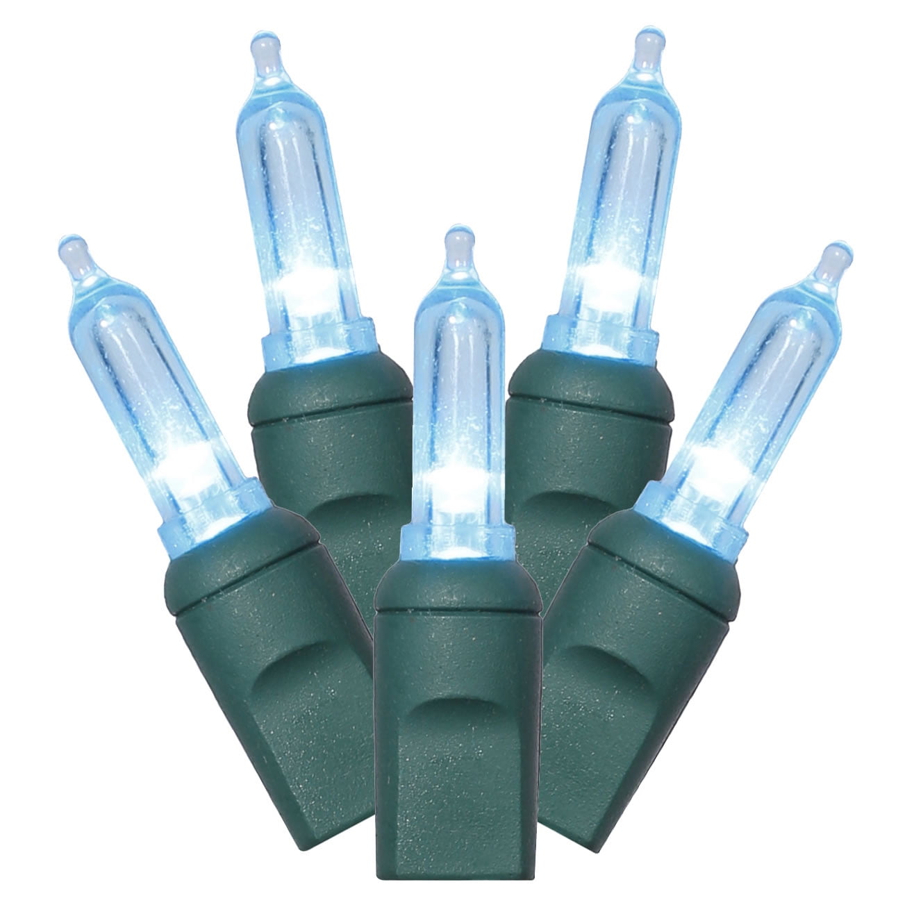 Teal LED Outdoor Christmas Tree Lights with Green Wire, 34ft