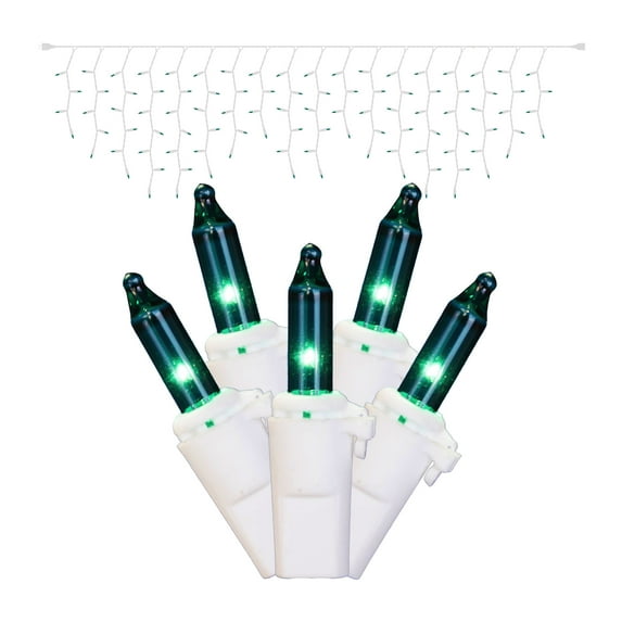 Vickerman 100 Teal Mini Light Icicle Light on White Wire, 9' Christmas Light Strand
