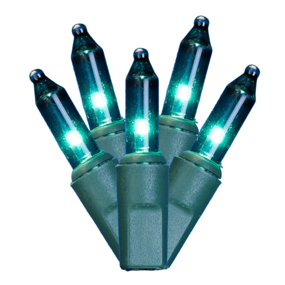 Vickerman 100 Teal Mini-Light on Green Wire, 46' Christmas Light Strand