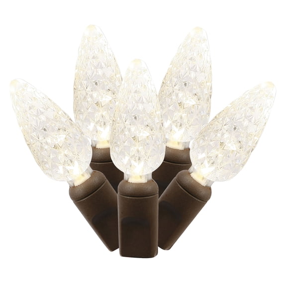 Vickerman 100 Warm White C6 LED Light on Brown Wire, 34' Christmas Light Strand