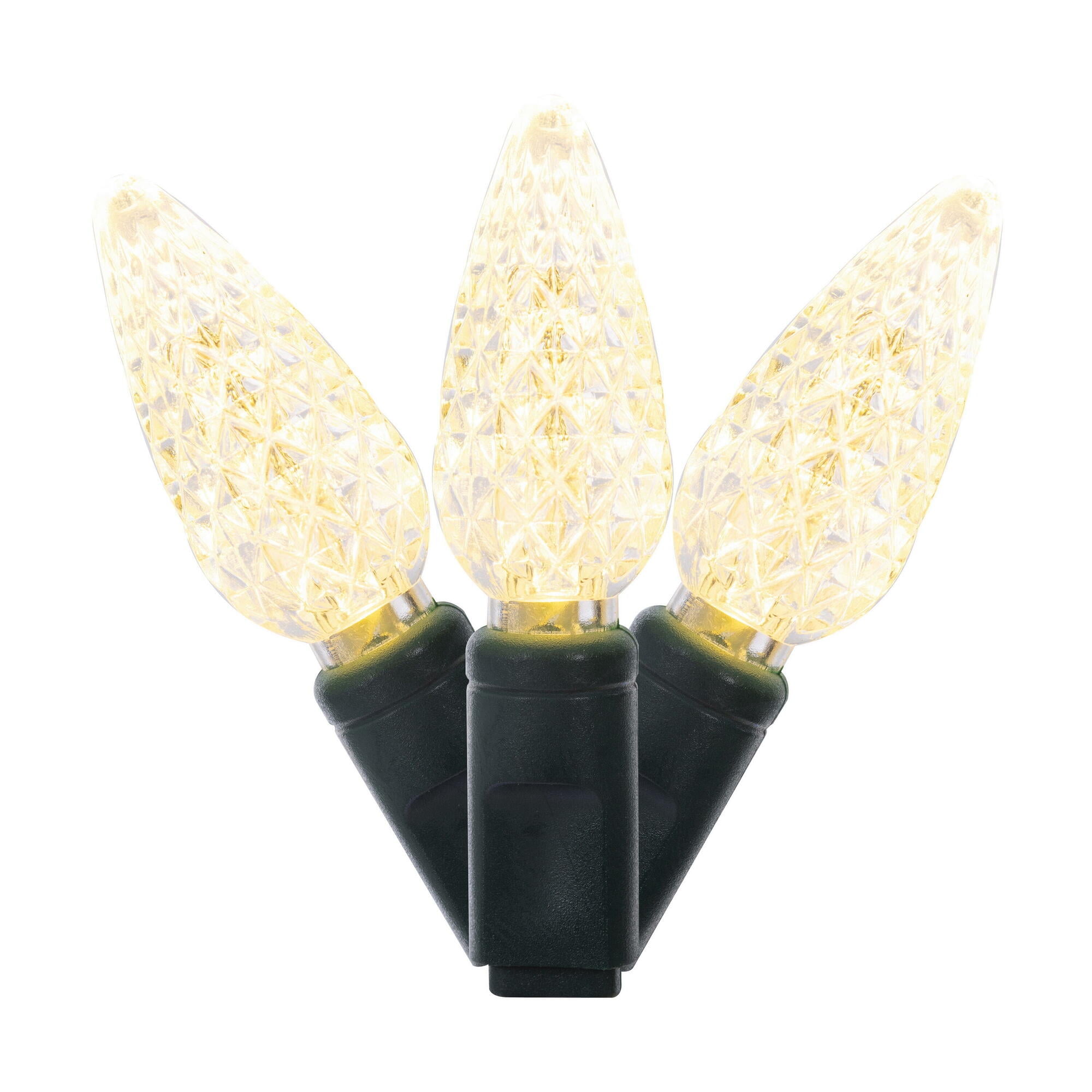 Vickerman 100 Warm White C6 LED Single Mold Light on Green Wire