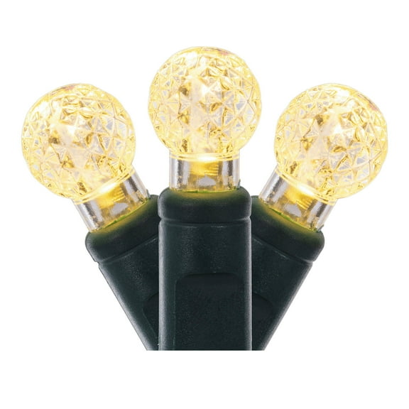 Vickerman 100 Warm White G12 LED Single Mold Light on Green Wire, 34' Christmas Light Strand