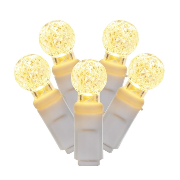 Vickerman 100 Warm White G12 LED Single Mold Light on White Wire, 34' Christmas Light Strand