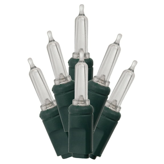 Vickerman 100 Warm White Italian LED Single Mold Light, Green Wire, 34' Christmas Light Strand