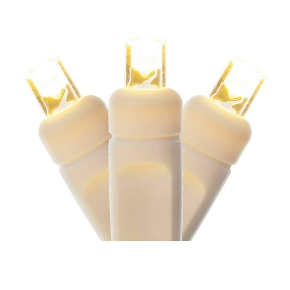 Vickerman 100 Warm White Wide Angle LED Light on White Wire, 50' Christmas Single Mold Light Strand