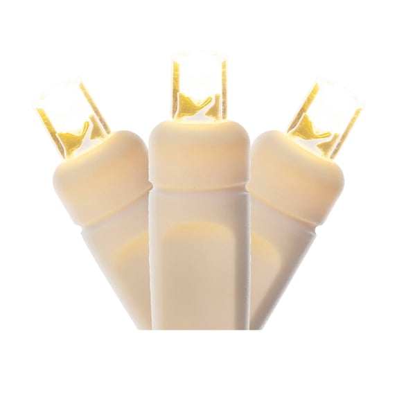 Vickerman 100 Warm White Wide Angle LED Single Mold Light on White Wire, 34' Christmas Light Strand