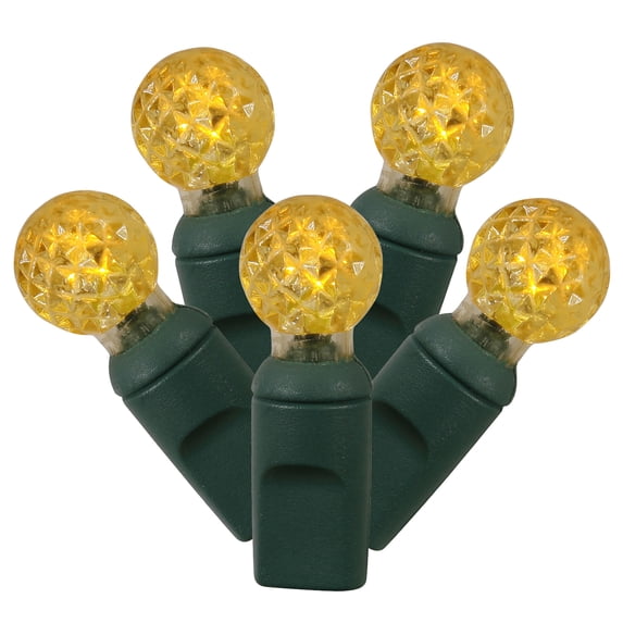 Vickerman 100 Yellow G12 LED Single Mold Light on Green Wire, 34' Christmas Light Strand