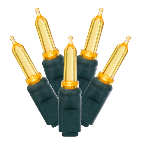Vickerman 100 Yellow Italian LED Single Mold Light, Green Wire, 34' Christmas Light Strand