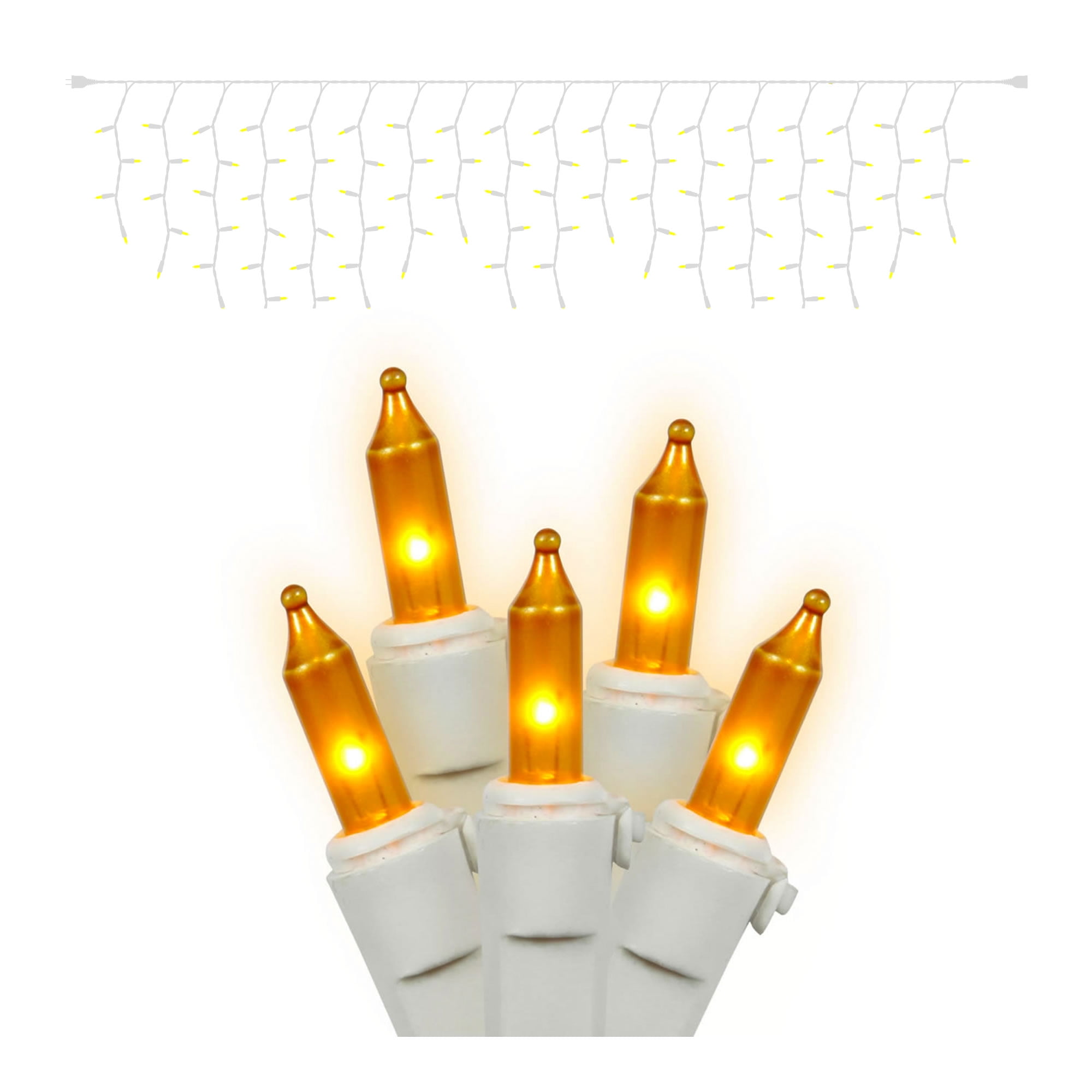 Vickerman 100 Yellow Mini Light Icicle Light on White Wire, 9