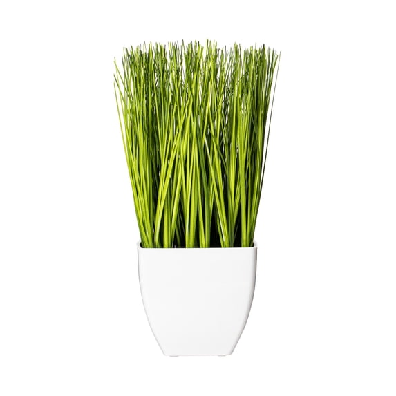 Vickerman 11.5" Artificial Green Potted Grass.