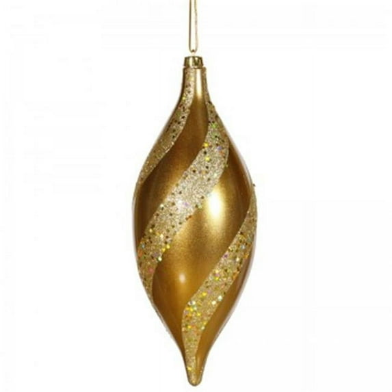 Vickerman 11" Antique Gold Matte/Glitter Spiral Drop Ornament