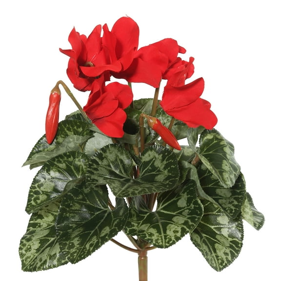 Vickerman 11" Artificial Polyester Red Cyclamen Bush