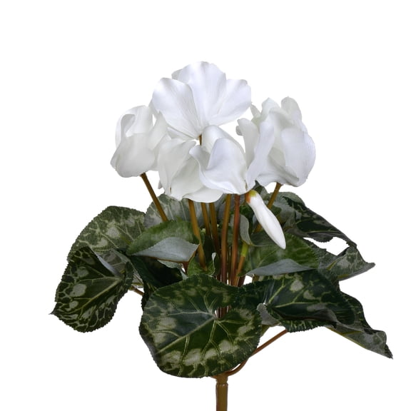 Vickerman 11" Artificial Polyester White Cyclamen Bush