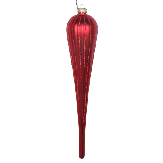 Vickerman 11" Red Matte Glitter Drop Christmas Ornament, Set of 3