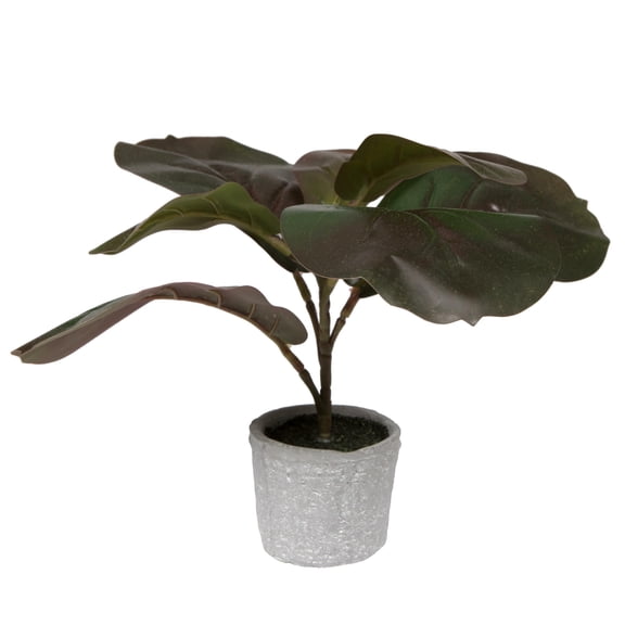 Vickerman 11" Red and Green Artificial Fiddle Leaf Fig Plant in Pot.