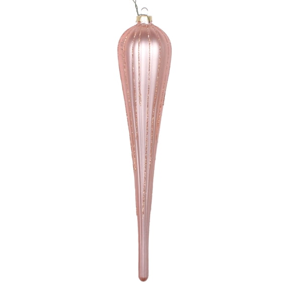 Vickerman 11" Rose Gold Matte Glitter Drop Christmas Ornament, Set of 3