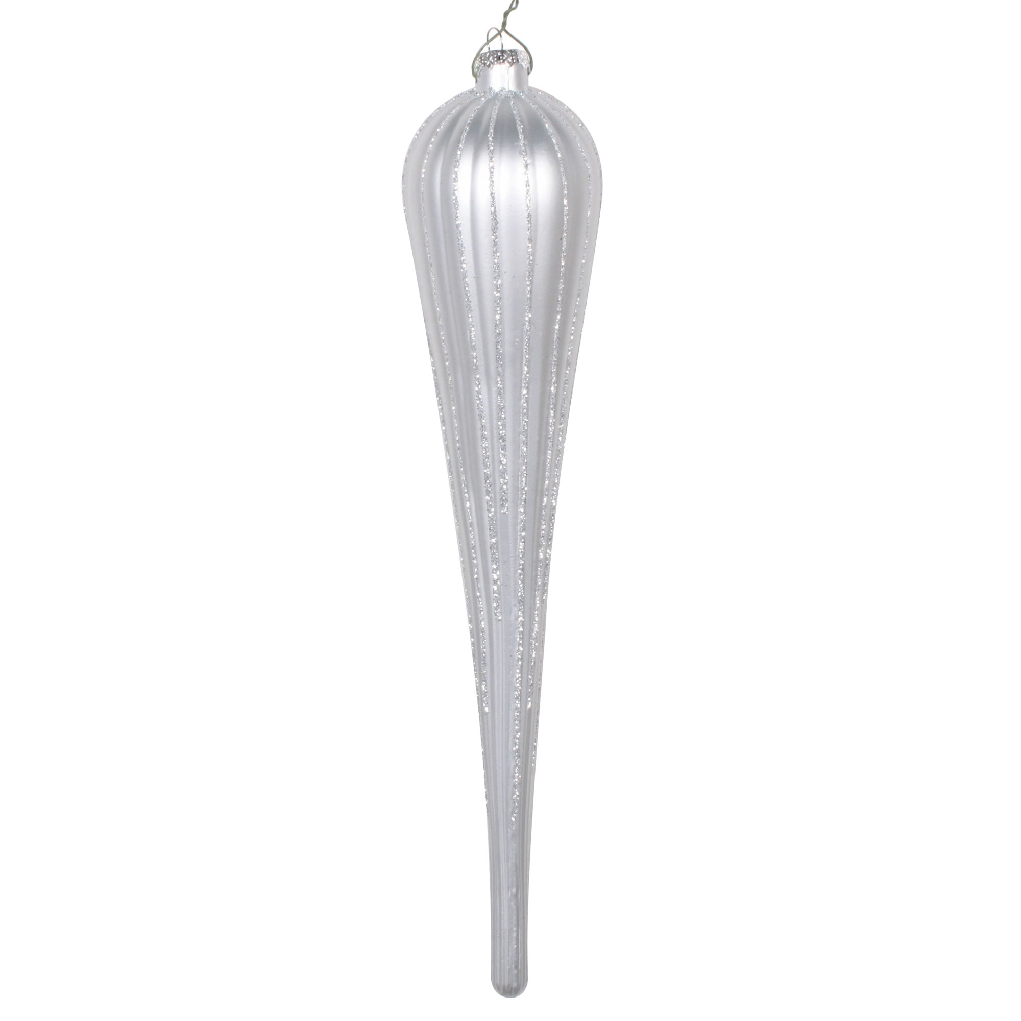 Silver Shatterproof Plastic Glitter Drop Ornaments, Set of 3