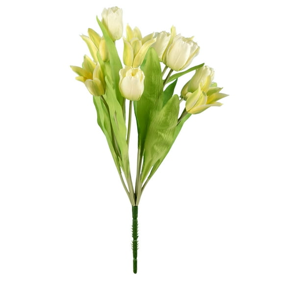 Vickerman 12" Artificial White Tulip Bush.