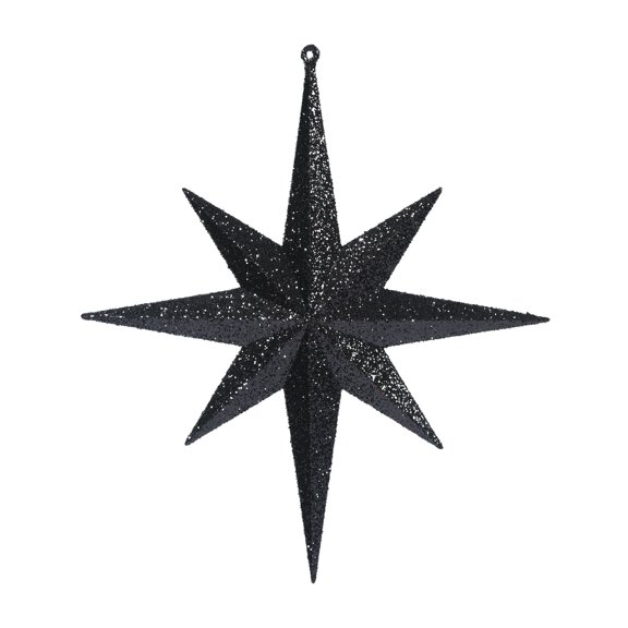 Vickerman 12" Black Iridescent Glitter Bethlehem Star Christmas Ornament, 2 per Box