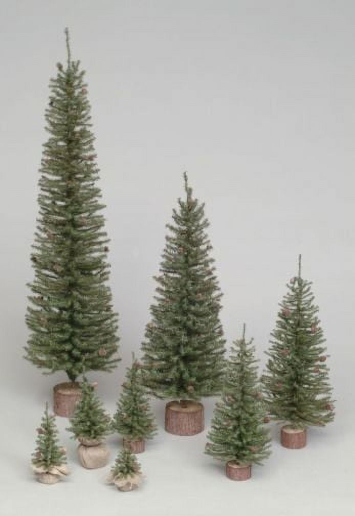 12" Green Pine Artificial Christmas Tree with Wood Base