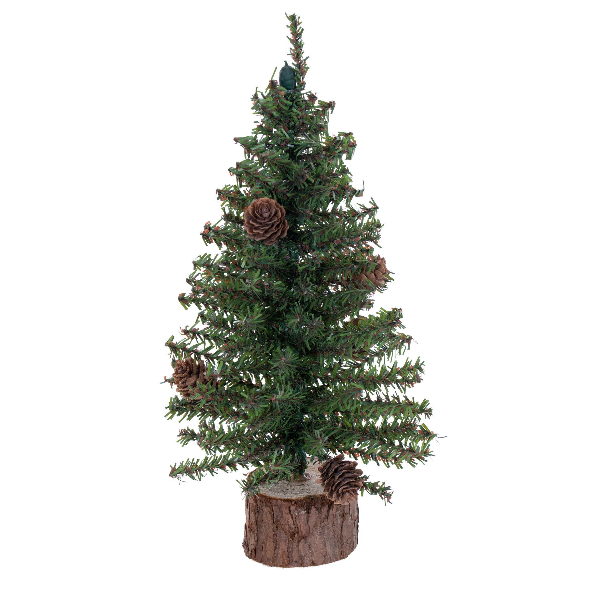 12" Green Pine Artificial Christmas Tree with Wood Base