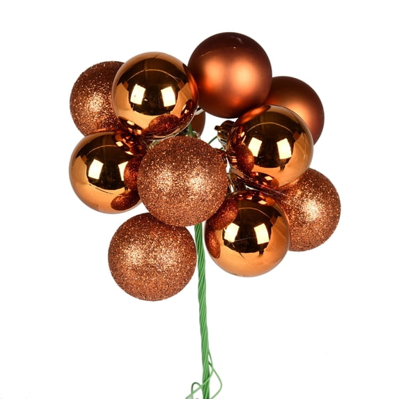 Vickerman 12" Copper Ball Ornament Christmas Pick, 4 per set