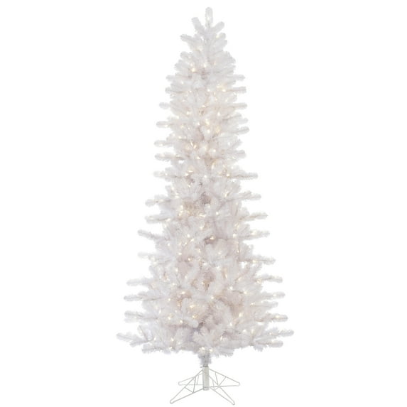 Vickerman 12' Crystal White Pine Slim Artificial Christmas Tree, Warm White LED Lights
