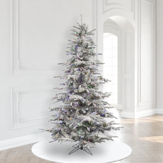 Vickerman 12' Flocked Sierra Fir Artificial Christmas Tree, Multi-Colored LED Dura-Lit lights