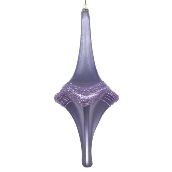 Vickerman 12" Lavender Candy Glitter Drop Ornament. This ornament is the perfect addition to any holiday decorating project. Each ornament features a drilled cap with threaded wire for easy decorating